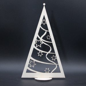 Sapin de Noël triangle moderne en bois artisanal au design minimaliste et élégan