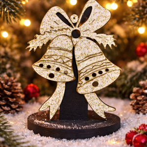 cloche de noel en paillette or en bois