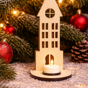 eglise en bois avec luciole lumineuse